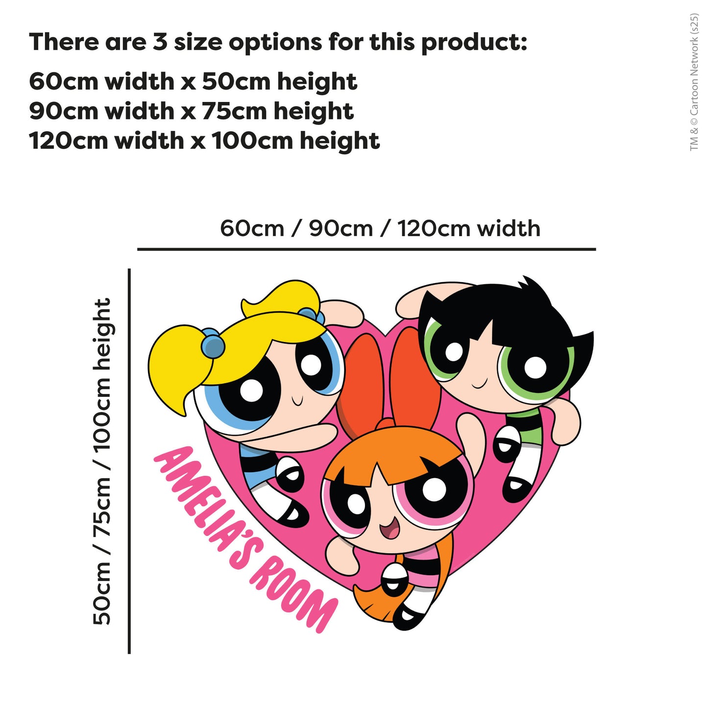 Powerpuff Girls Wall Sticker  –  Trio Personalised Decal Superhero Wall Art