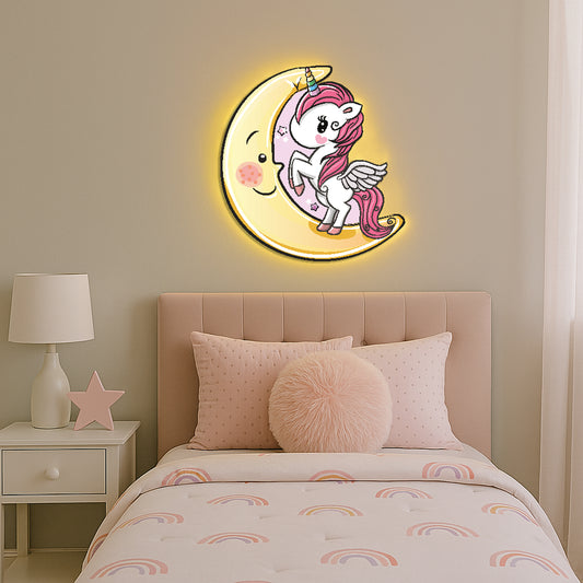 Unicorn and Moon LED Backlit Wallpop