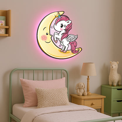 Unicorn and Moon LED Backlit Wallpop