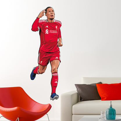 Liverpool FC Wall Sticker - Virgil Van Dijk 25/26 Illustration Wall Decal
