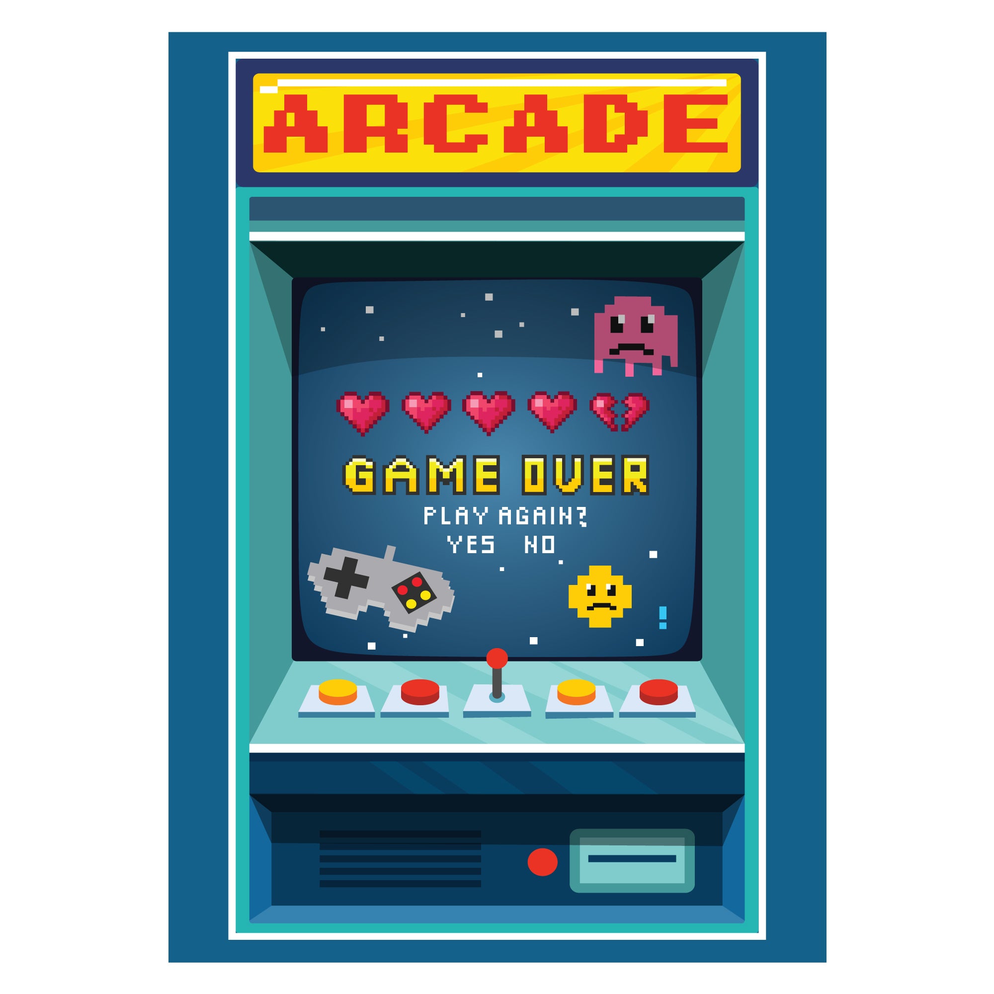 Again Arcade Video Gaming Print - Arcade Play Again Poster Wall Art – www.themed.co.uk