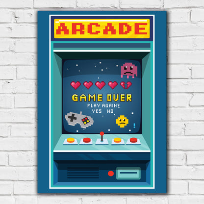 Video Gaming Print - Arcade Play Again Poster Wall Art
