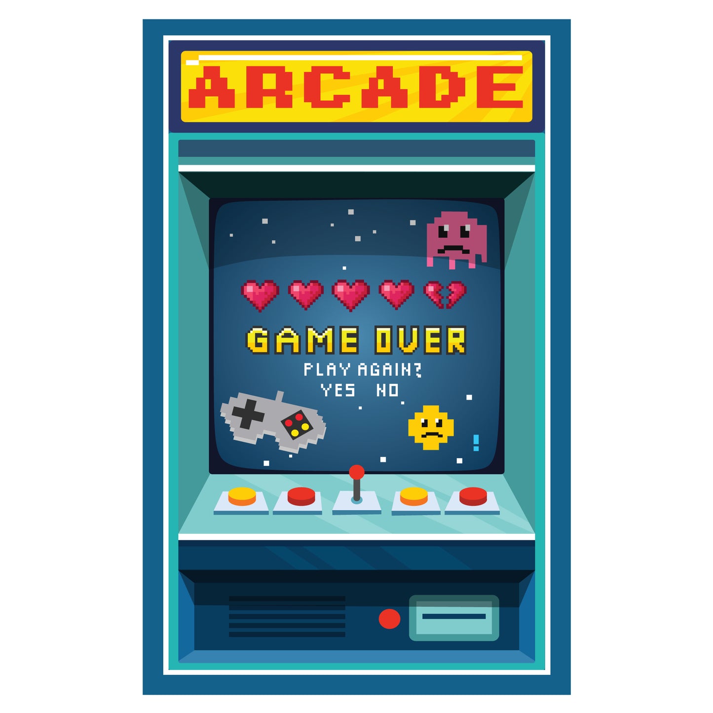 Video Gaming Wall Sticker - Arcade Play Again Decal Wall Art