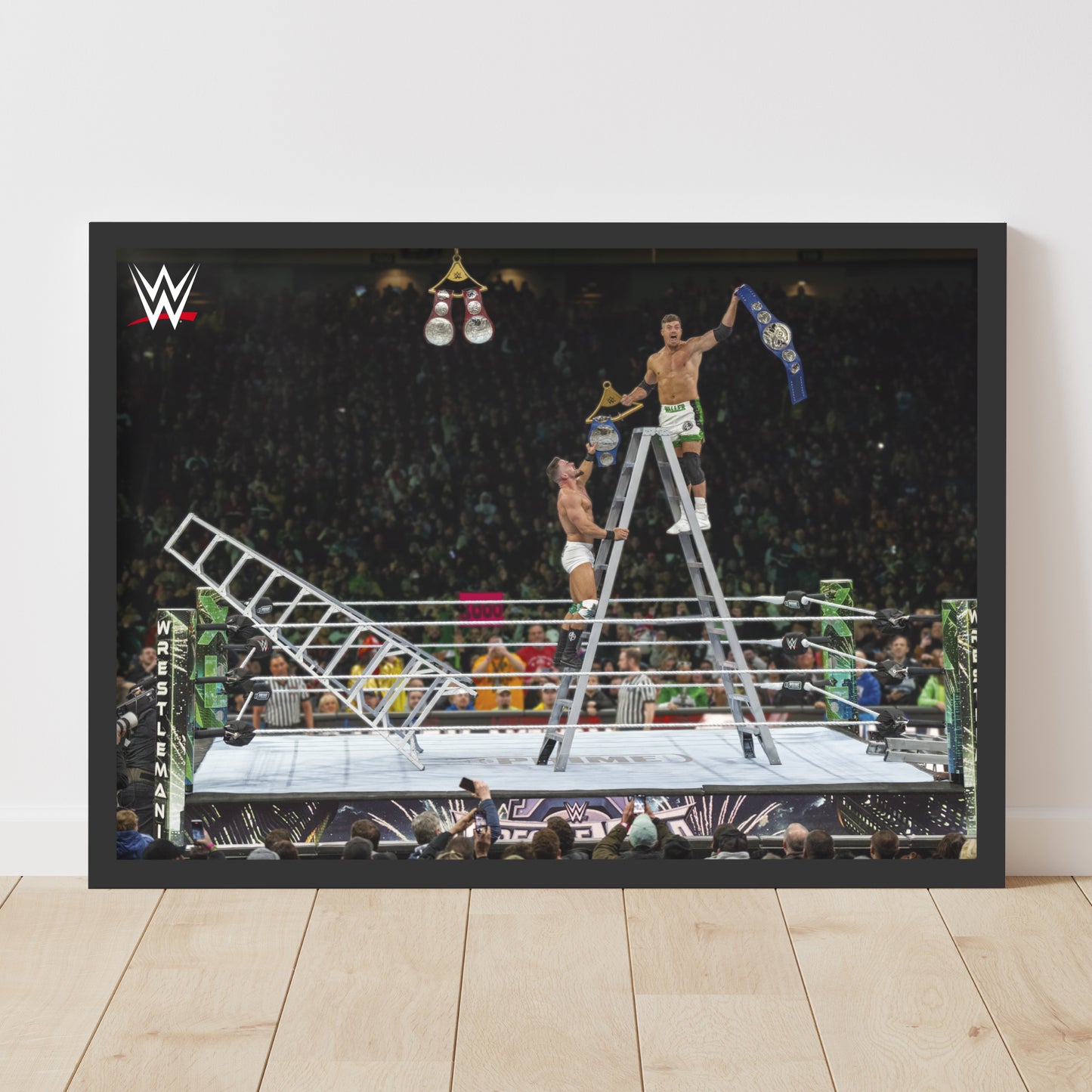 WWE Print - Grayson Waller and Austin Theory Ladder Match WrestleMania Poster Wrestling Wall Art