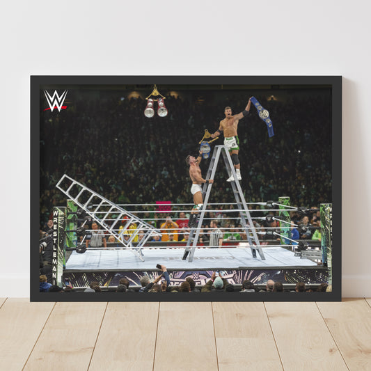 WWE Print - Grayson Waller and Austin Theory Ladder Match WrestleMania Poster Wrestling Wall Art