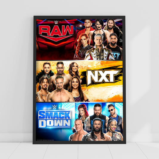 WWE Print - Group Weekly Programming Poster Wrestling Wall Art