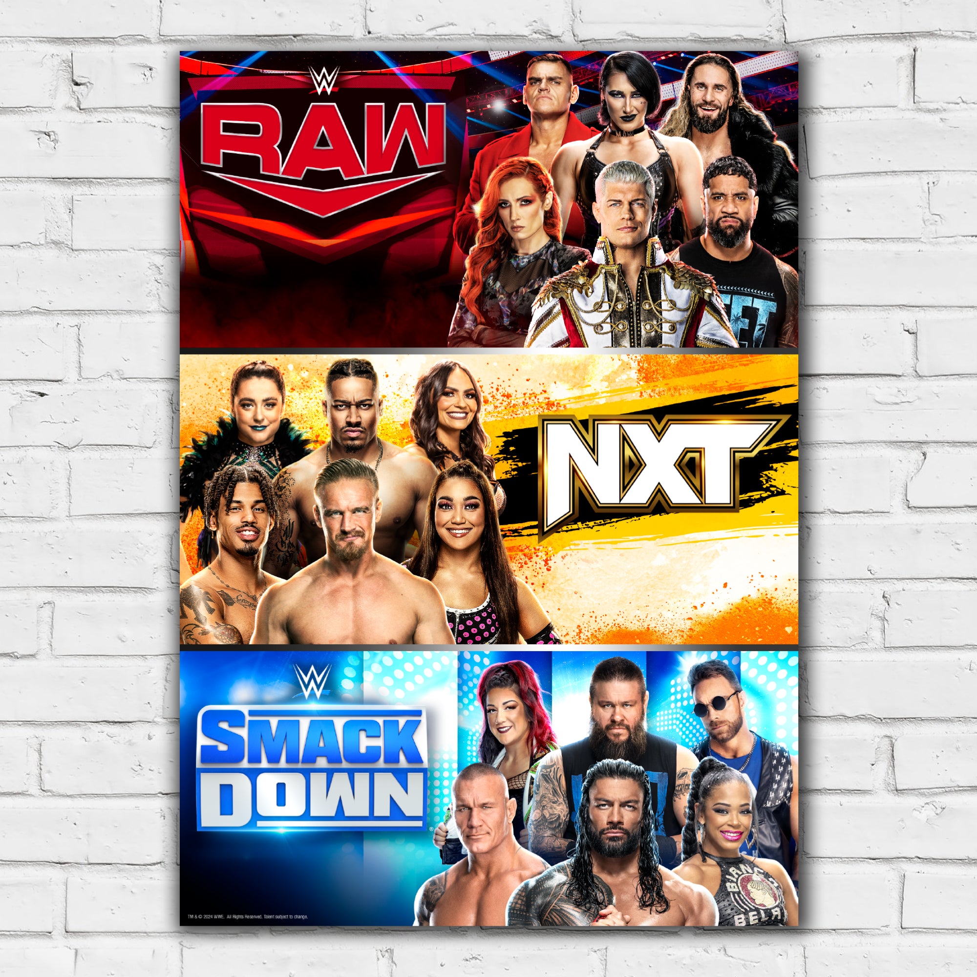 WWE Print Group Weekly Programming Poster Wrestling Wall Art Www wwe-print-group-weekly-programming-poster-wrestling-wall-art-www