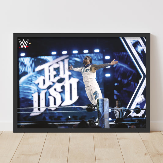 WWE Print - Jey Uso on Ring Ropes WrestleMania Poster Wrestling Wall Art