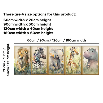 Watercolour Jungle Animal Wall Sticker - Five Animals Decal Set Wall Art