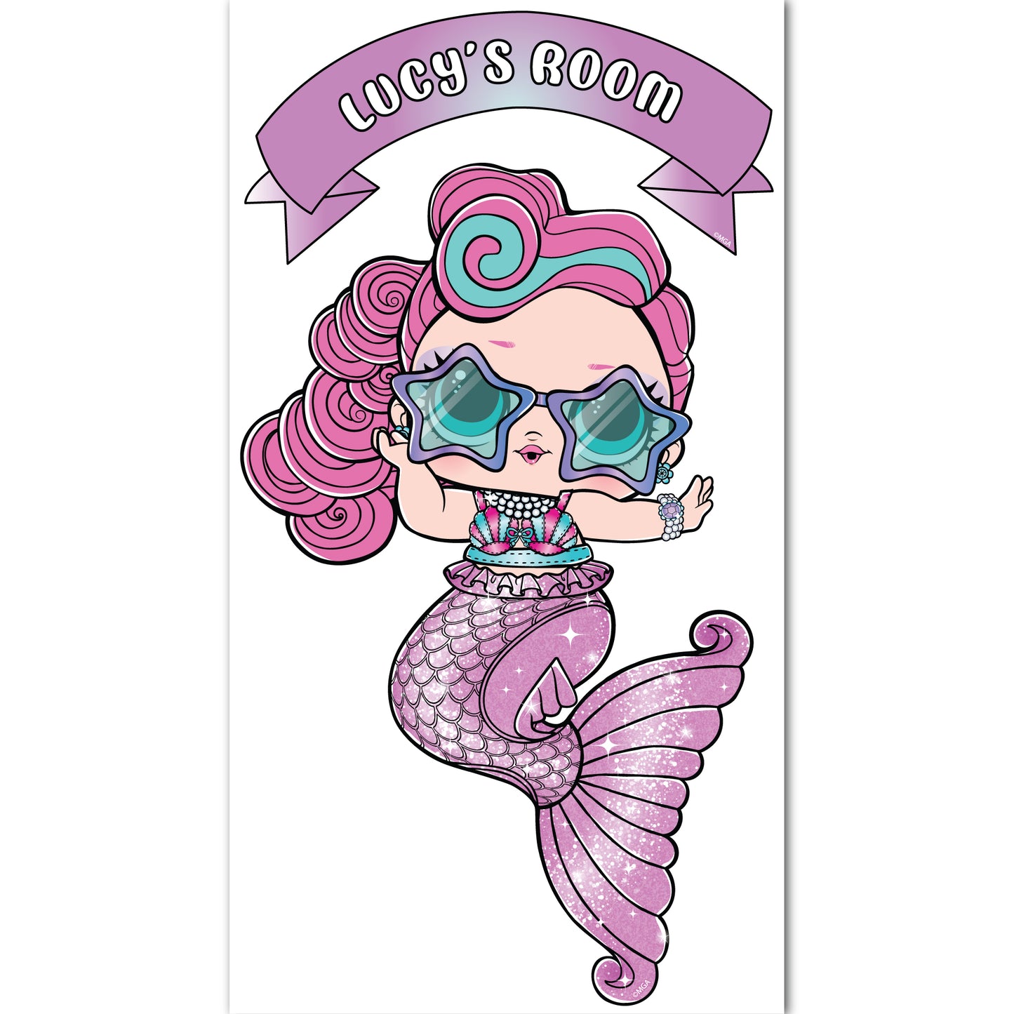 L.O.L Surprise! Wall Sticker - Mermaids Waves Personalised Name Wall Art