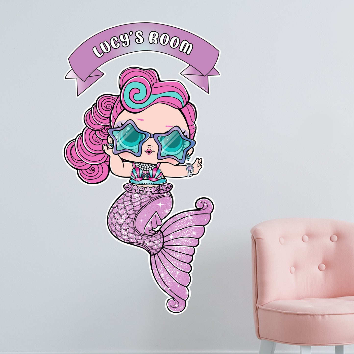 L.O.L Surprise! Wall Sticker - Mermaids Waves Personalised Name Wall Art