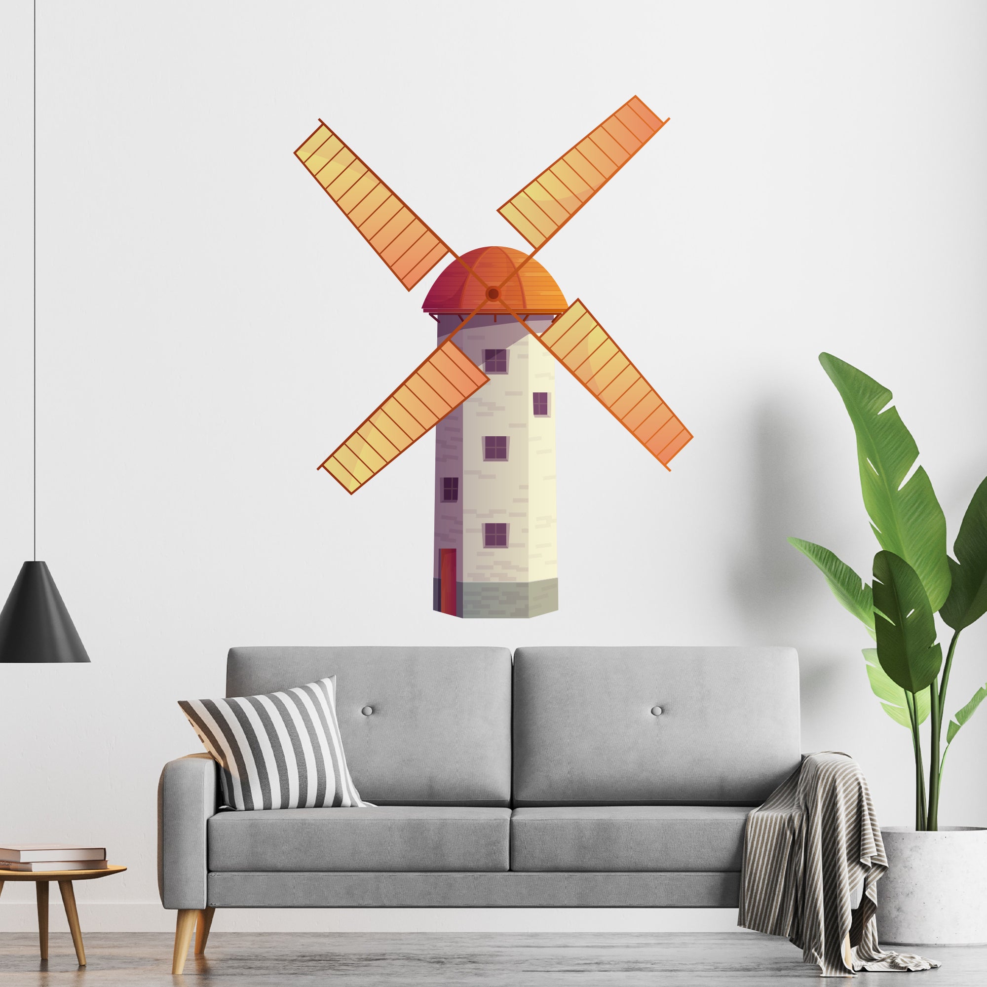 Living Room Wall Sticker - Windmill Decal Wall Art – www.themed.co.uk