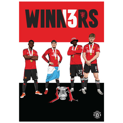 Manchester United FC Print - Winners Celebration Illustration Poster Football Wall Art