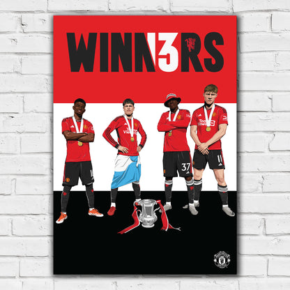 Manchester United FC Print - Winners Celebration Illustration Poster Football Wall Art