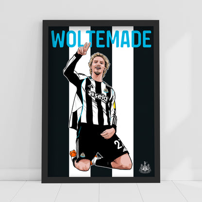 Newcastle United FC Print - Woltemade Illustration Poster Football Wall Art