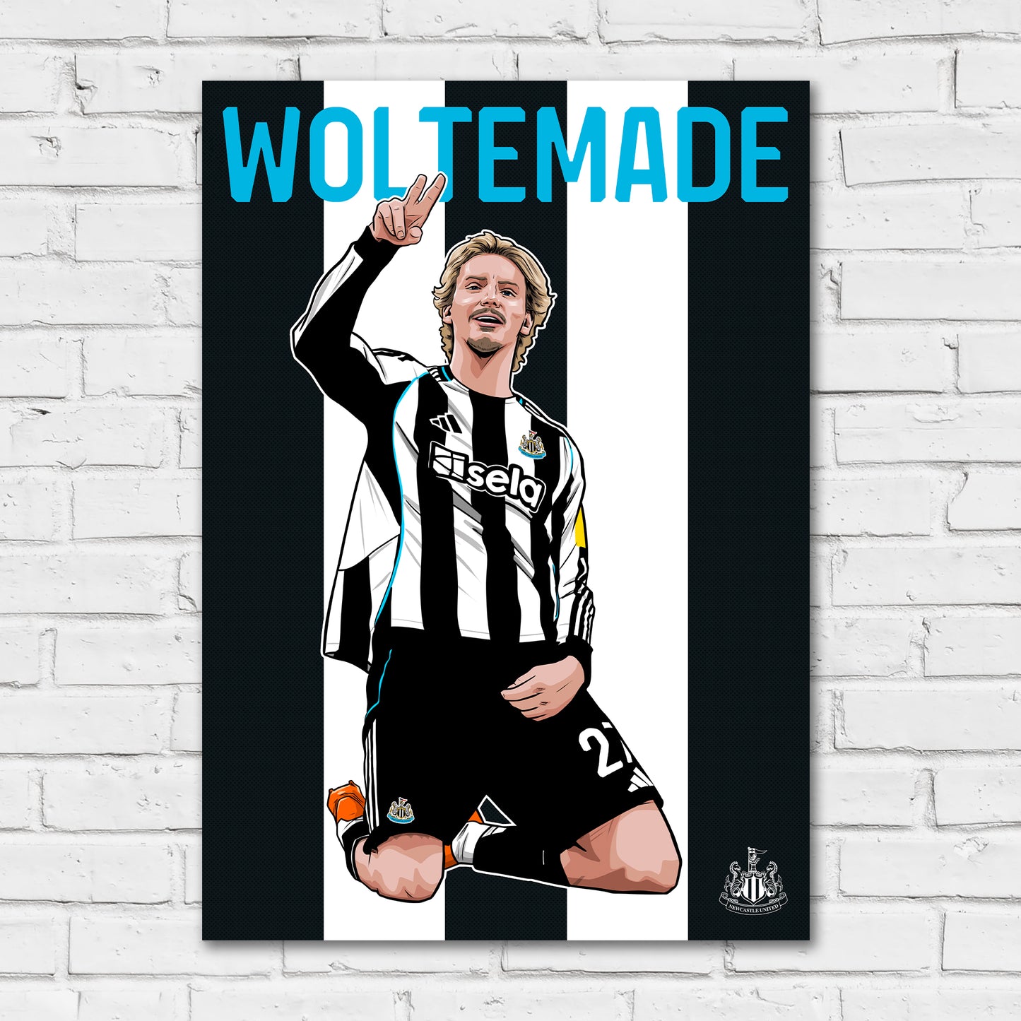 Newcastle United FC Print - Woltemade Illustration Poster Football Wall Art