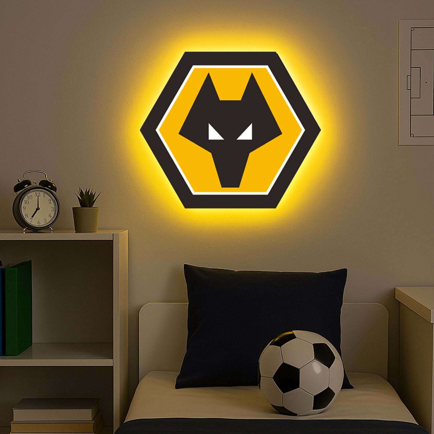 Wolverhampton Wanderers FC Crest LED Backlit Wallpop