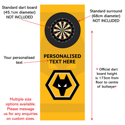 Wolverhampton Wanderers FC Wall Sticker - Dart Board Backdrop with Personalised Text Wall Art