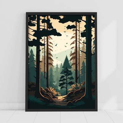 Woodland Print - Birds in the Forest Poster Wall Art