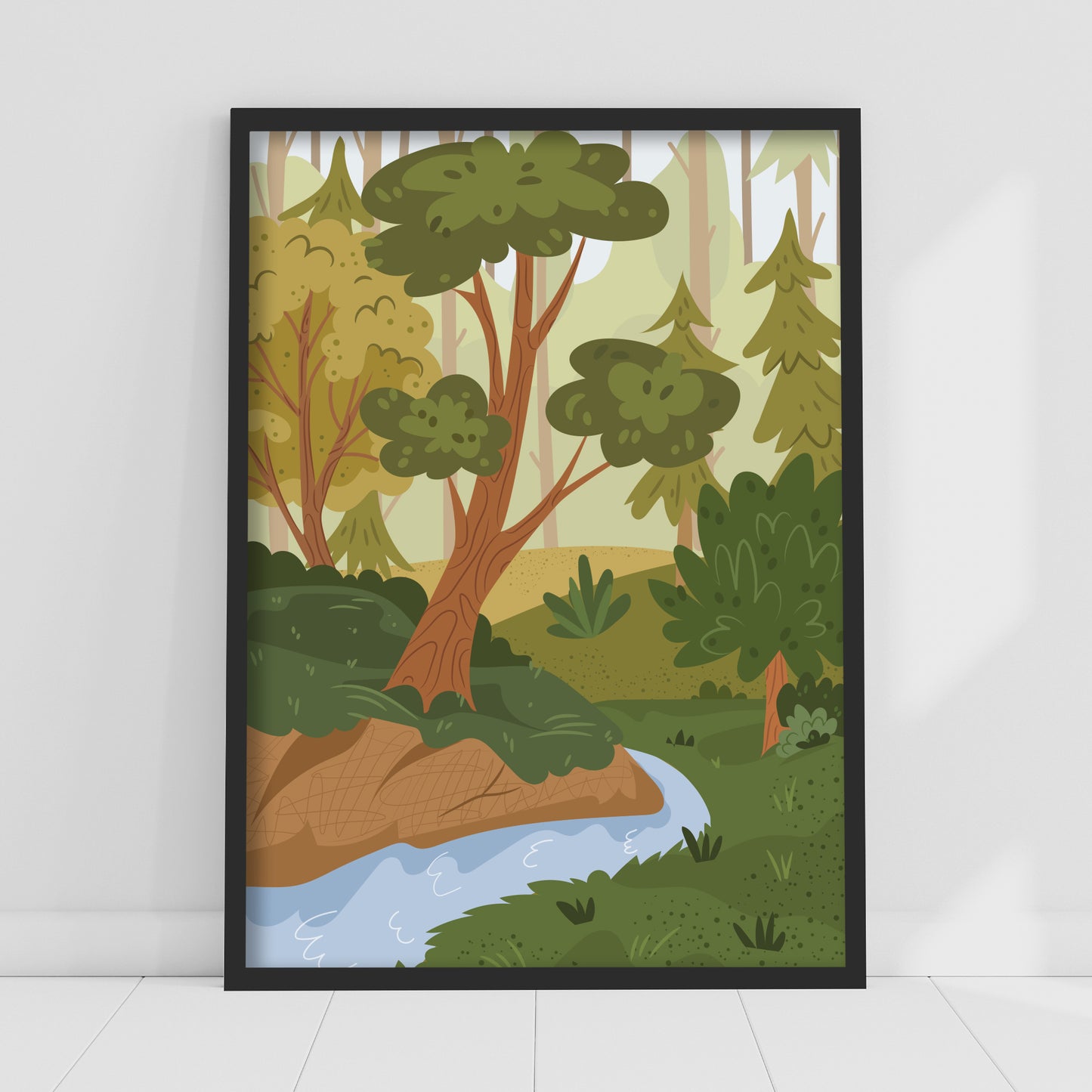 Woodland Print - Flowing Stream in the Woods Poster Wall Art
