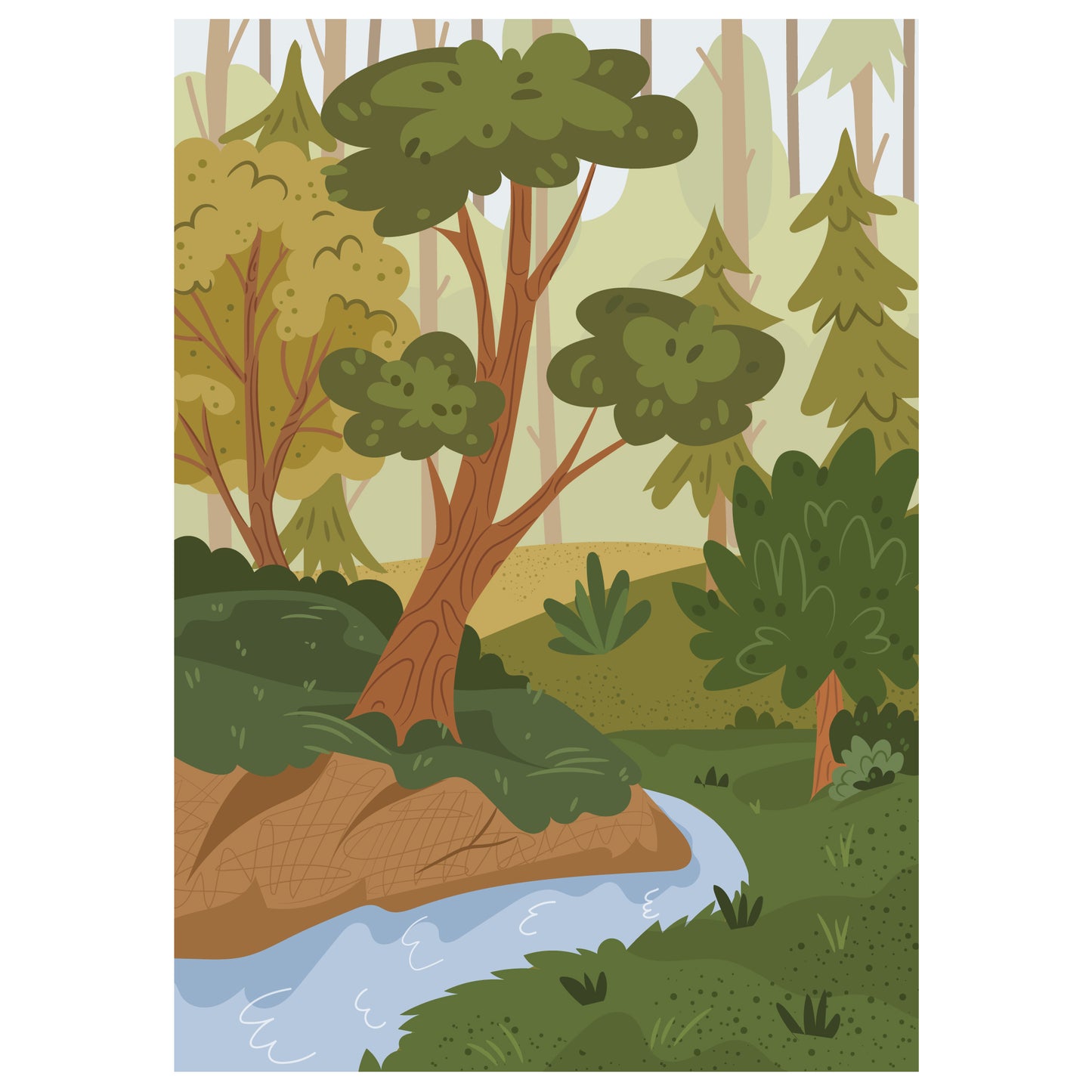 Woodland Print - Flowing Stream in the Woods Poster Wall Art