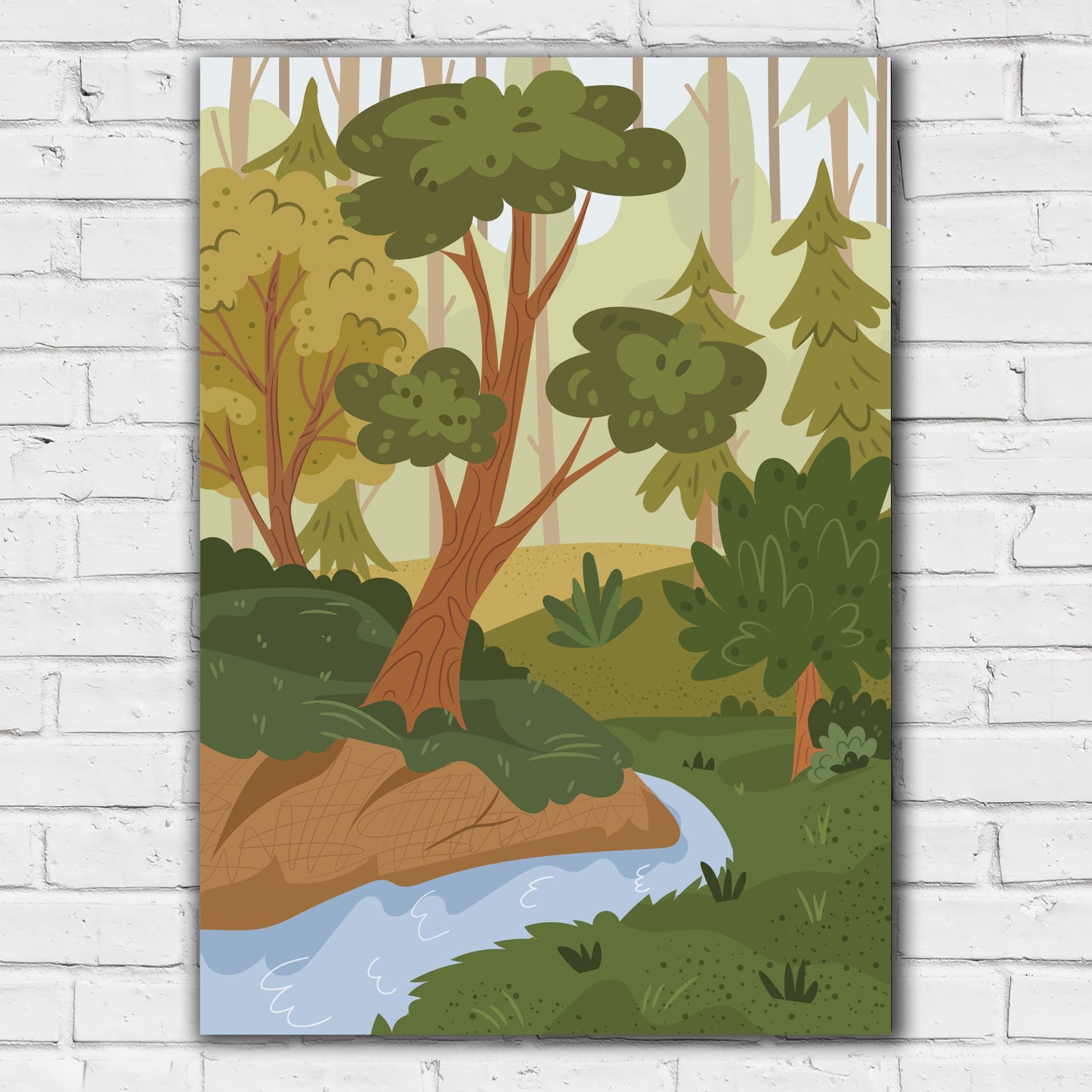 Woodland Print - Flowing Stream in the Woods Poster Wall Art