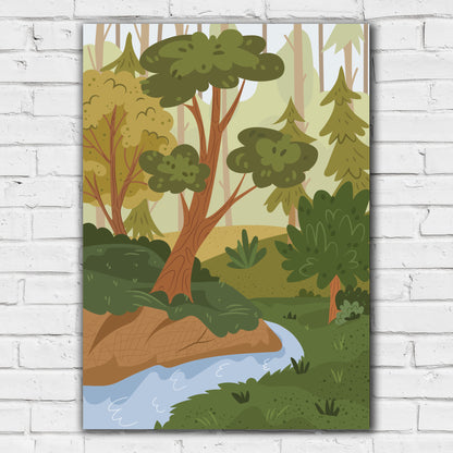 Woodland Print - Flowing Stream in the Woods Poster Wall Art