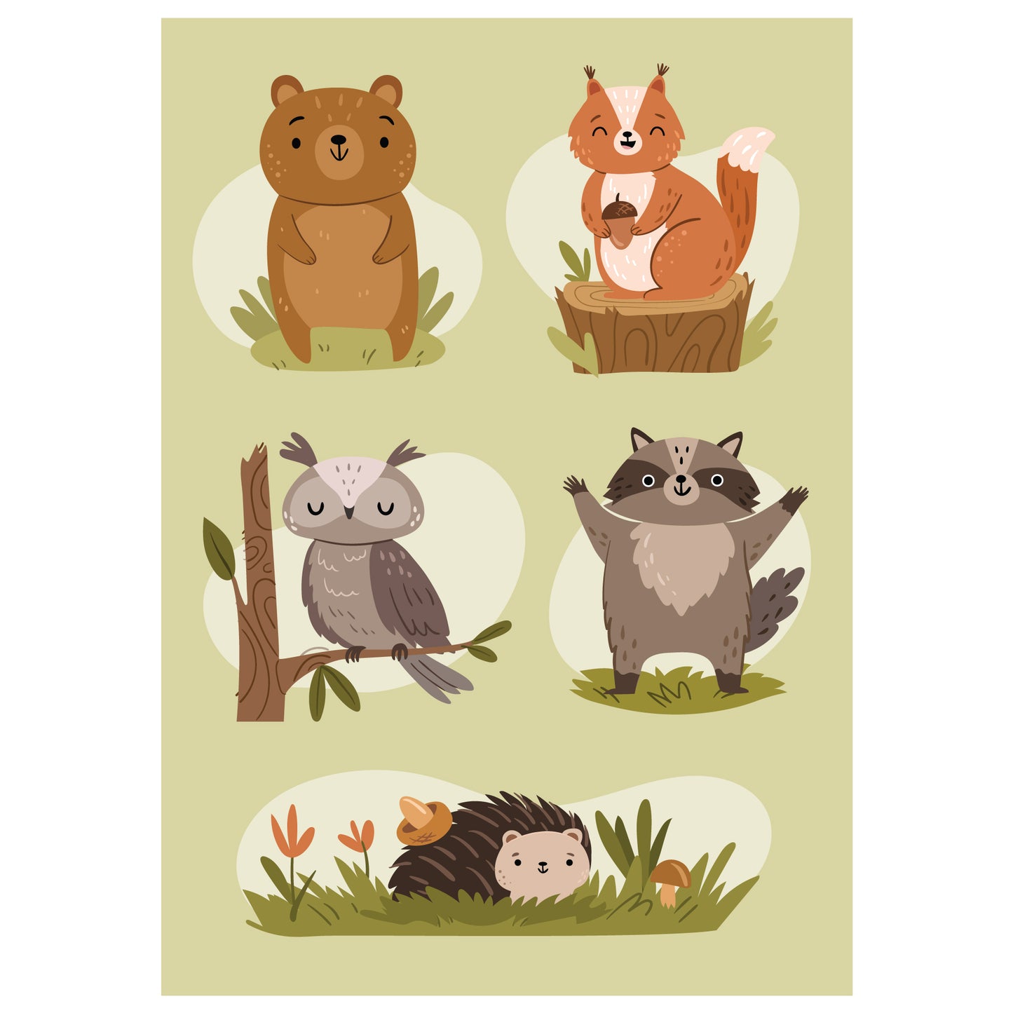 Woodland Print - Wild Forest Animals Poster Wall Art
