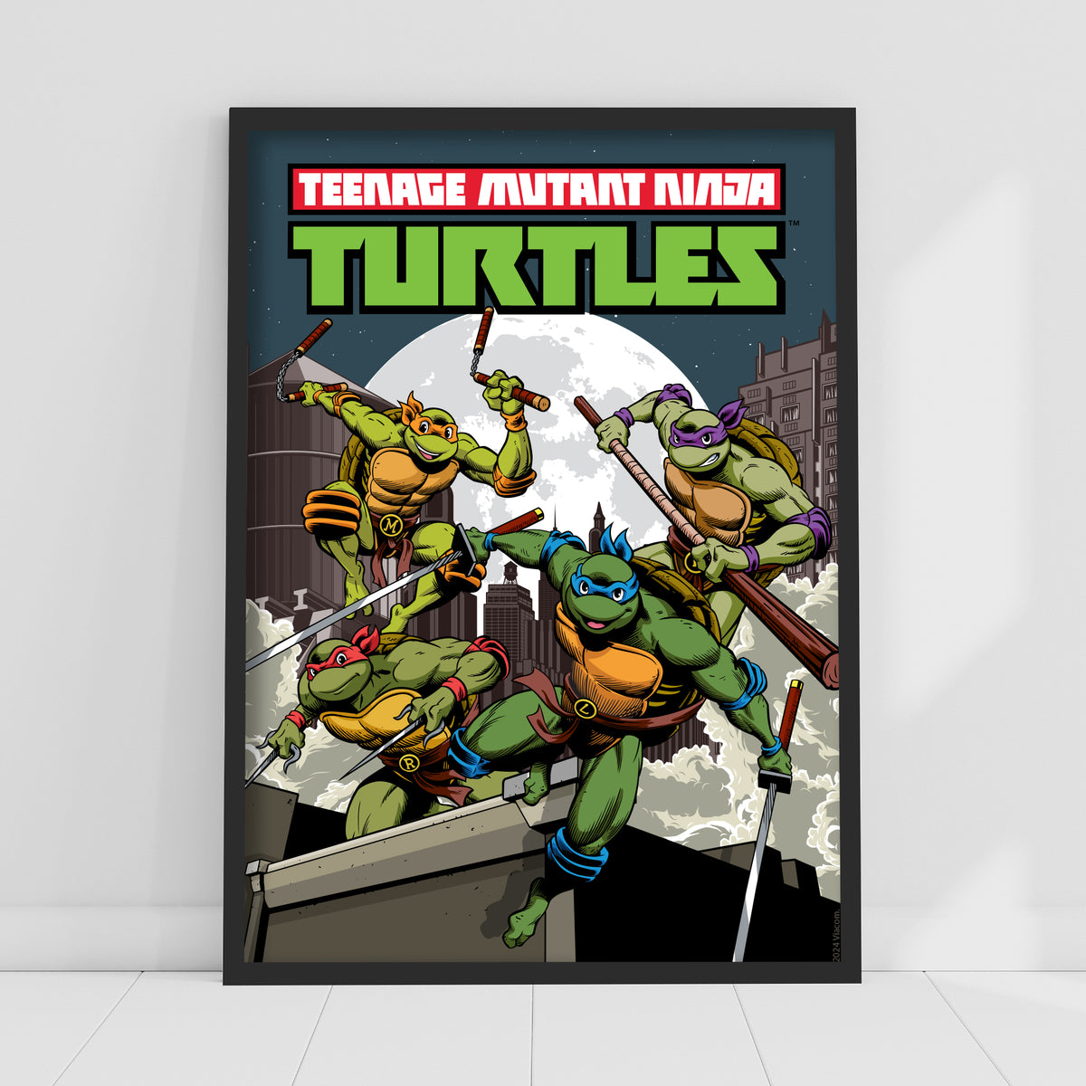 Tmnt Comic Rooftops Teenage Mutant Ninja Turtles Print - Group Moonlight Rooftop Poster Wo ...