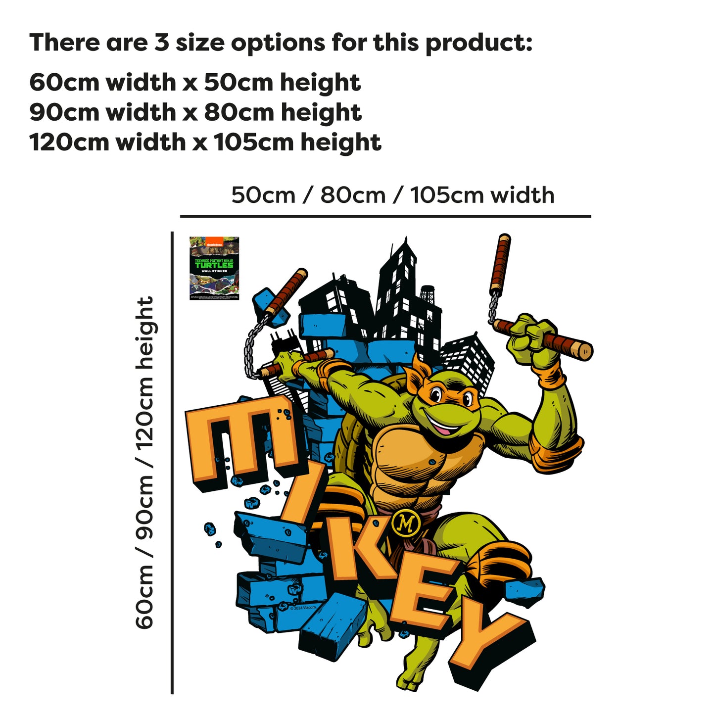 Teenage Mutant Ninja Turtles Wall Sticker - Mikey Jumping Through Bricks Decal TMNT Art