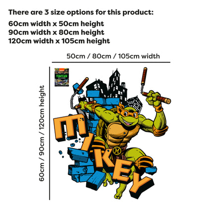 Teenage Mutant Ninja Turtles Wall Sticker - Mikey Jumping Through Bricks Decal TMNT Art