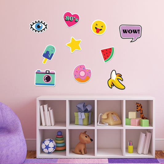 Pink Wall Sticker - Wow 80's Decal Set Wall Art
