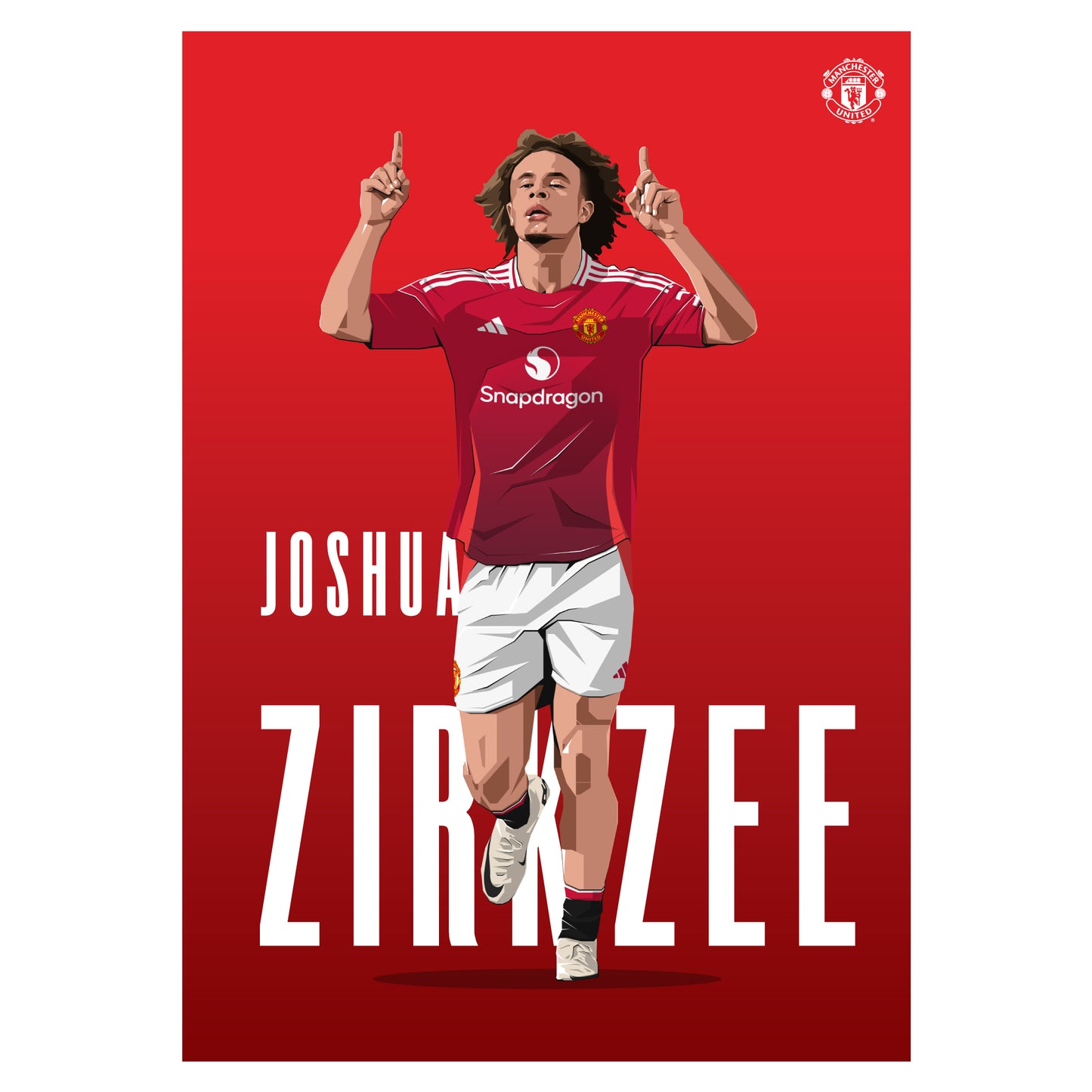 Manchester United FC Print - Zirkzee 24/25 Illustration Player Poster Football Wall Art