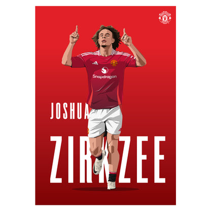 Manchester United FC Print - Zirkzee 24/25 Illustration Player Poster Football Wall Art
