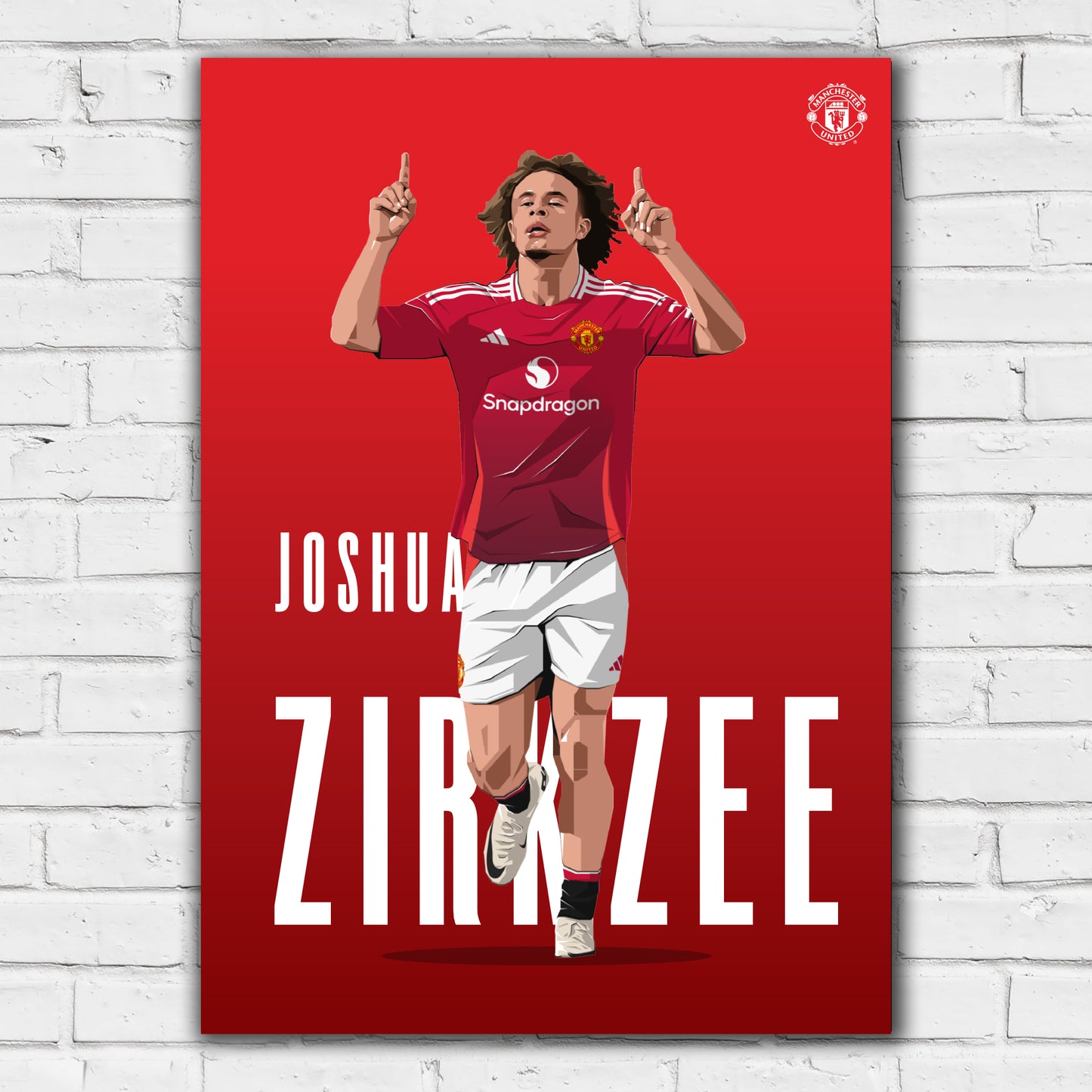 Manchester United FC Print - Zirkzee 24/25 Illustration Player Poster Football Wall Art