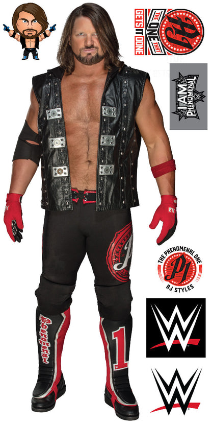 WWE - AJ Styles Wrestler Decal + Bonus Wall Sticker Set