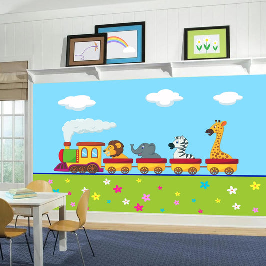 Nursery Wall Mural - Animal Train Full Wall Mural