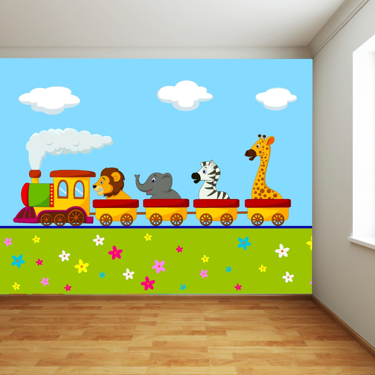 Nursery Wall Mural - Animal Train Full Wall Mural