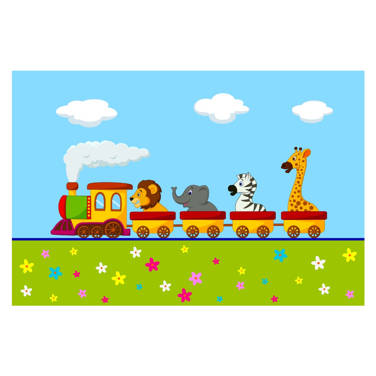 Nursery Wall Mural - Animal Train Full Wall Mural