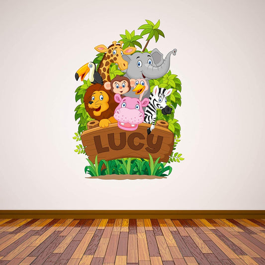 Jungle Animals Personalised Sign Wall Sticker