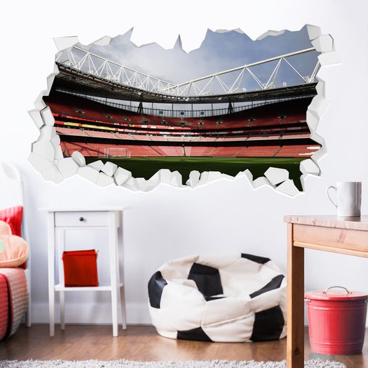 Arsenal FC - Empty Stadium Cloudy Sky Broken Wall Sticker + Decal Set