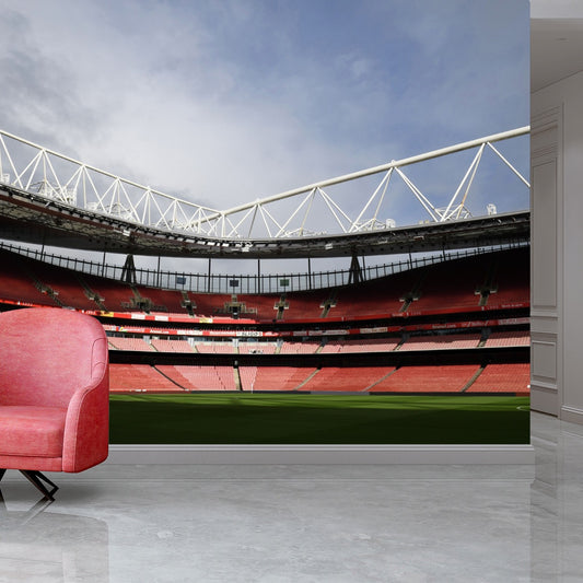 Arsenal FC Full Wall Mural - Empty Stadium Cloudy Sky