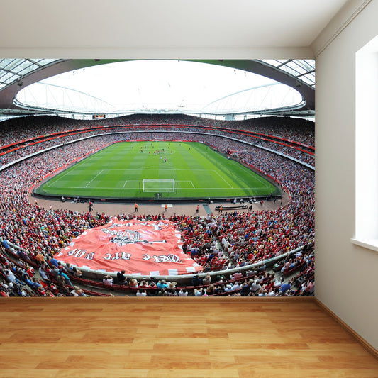 Arsenal Emirates Stadium Full Wall Mural - Day Time Match Behind The Goals View