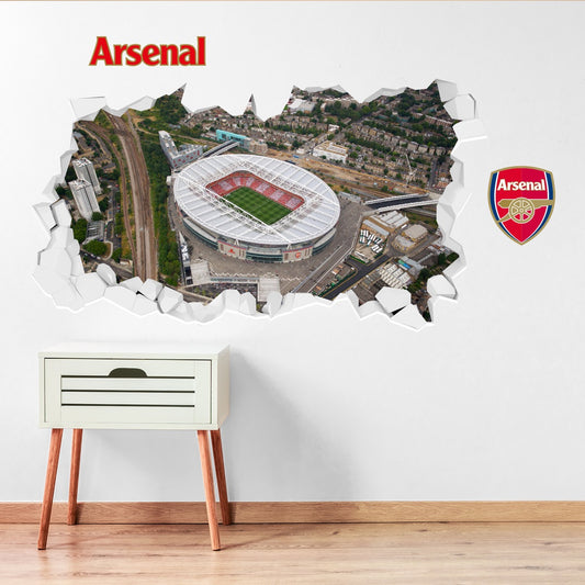 Arsenal Smashed Emirates Stadium Aerial View Wall Sticker