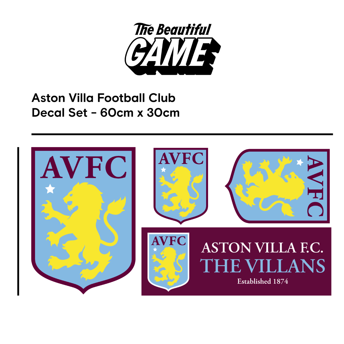 Aston Villa Football Club Name & Crest Wall Sticker