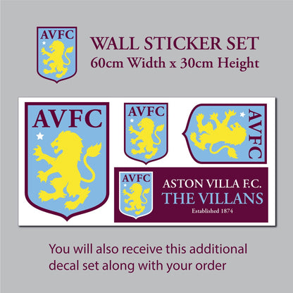 Aston Villa Football Club - Watkins 23-24 Broken Wall Sticker + AVFC Decal Set