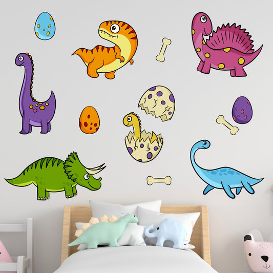 Dinosaur Wall Sticker - Baby Dinosaurs Eggs and Bones