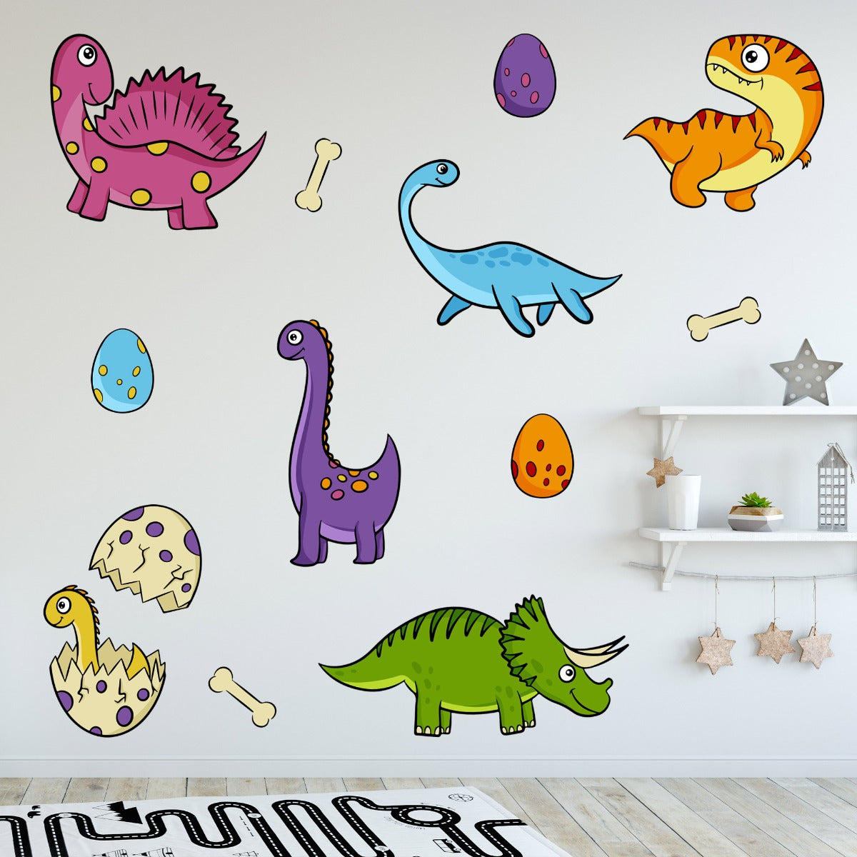 Dinosaur Wall Sticker - Baby Dinosaurs Eggs and Bones