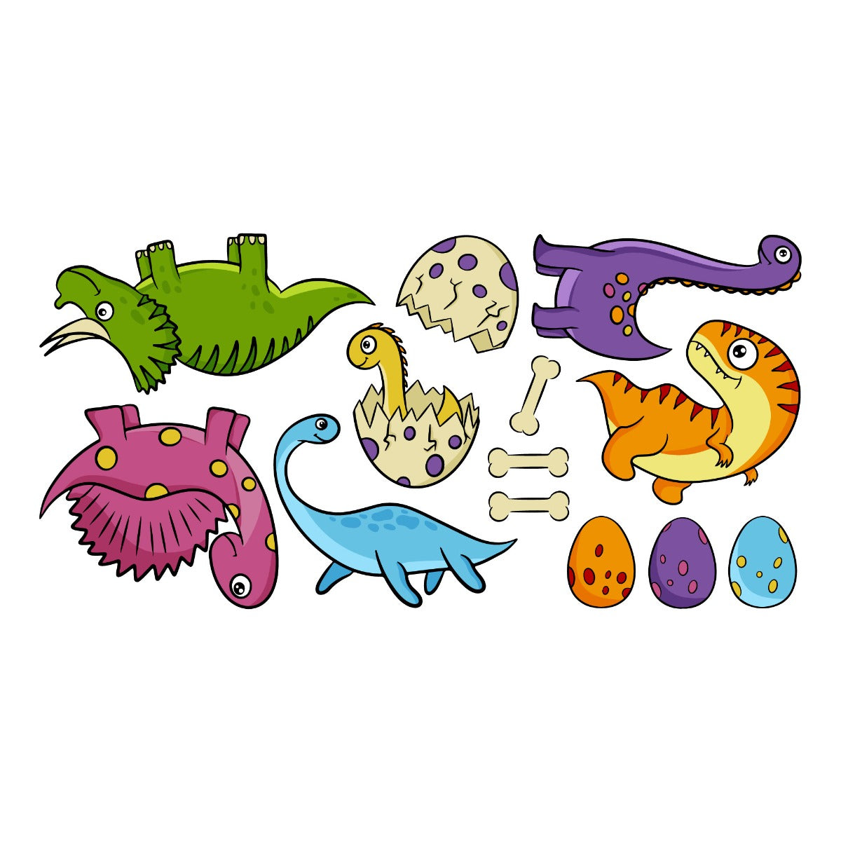 Dinosaur Wall Sticker - Baby Dinosaurs Eggs and Bones