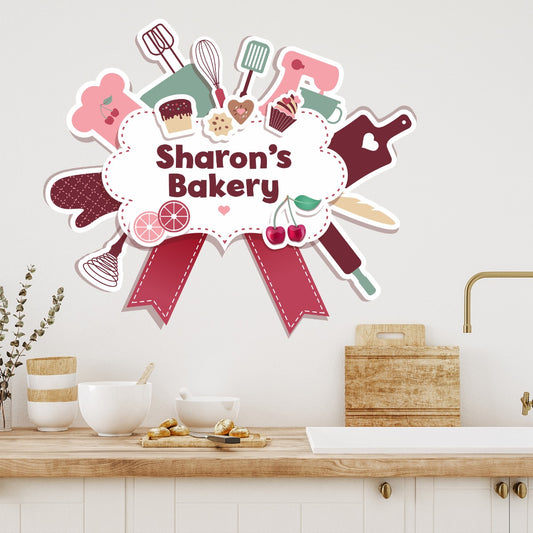 Kitchen Wall Sticker - Baking Bow Personalised Name